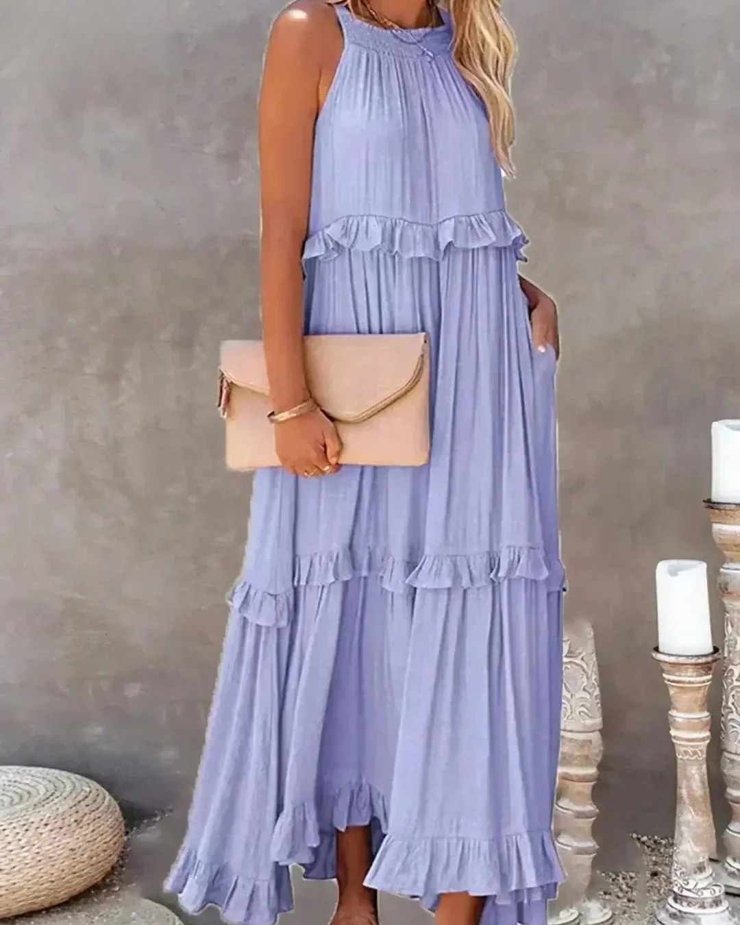 Lorena - Halterneck Dress With Ruffles and Pockets