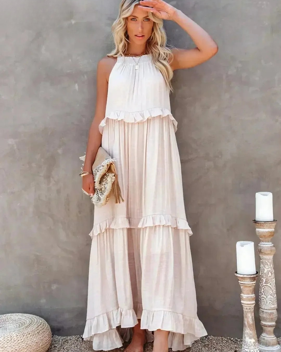 Lorena - Halterneck Dress With Ruffles and Pockets
